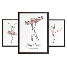 Framed Occasions Ballerina Wall Art Prints for Girls Bedroom Walls - Pink Ballerina Poses Perfect for a Little Girls Room or bedroom accessories - Set of 3 Prints for Daughter