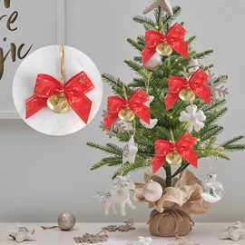 EEPLUYTY Pack of 50 Arch Ornaments with Bells, Christmas Bows Ornaments, Christmas Bow Decoration, Suitable for Decorating Cupboards, Christmas Trees, Houses