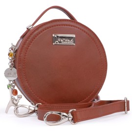 Catwalk Collection Handbags - Women's Round Leather Shoulder Bag - Handbag/Handbag Small - Removable Shoulder Strap - Tiffany - Red