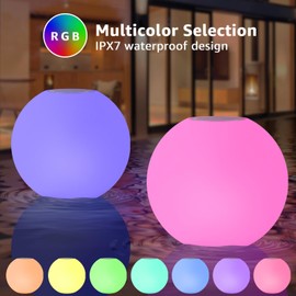 Floating Pool Speaker with Colorful Light, Rechargeable IPX7 Water-Resistant Floating Pool Light and Speaker,Pool Accessories with TWS,Stereo Sound, for Pool, Spa, Party, Outdoor, Shower
