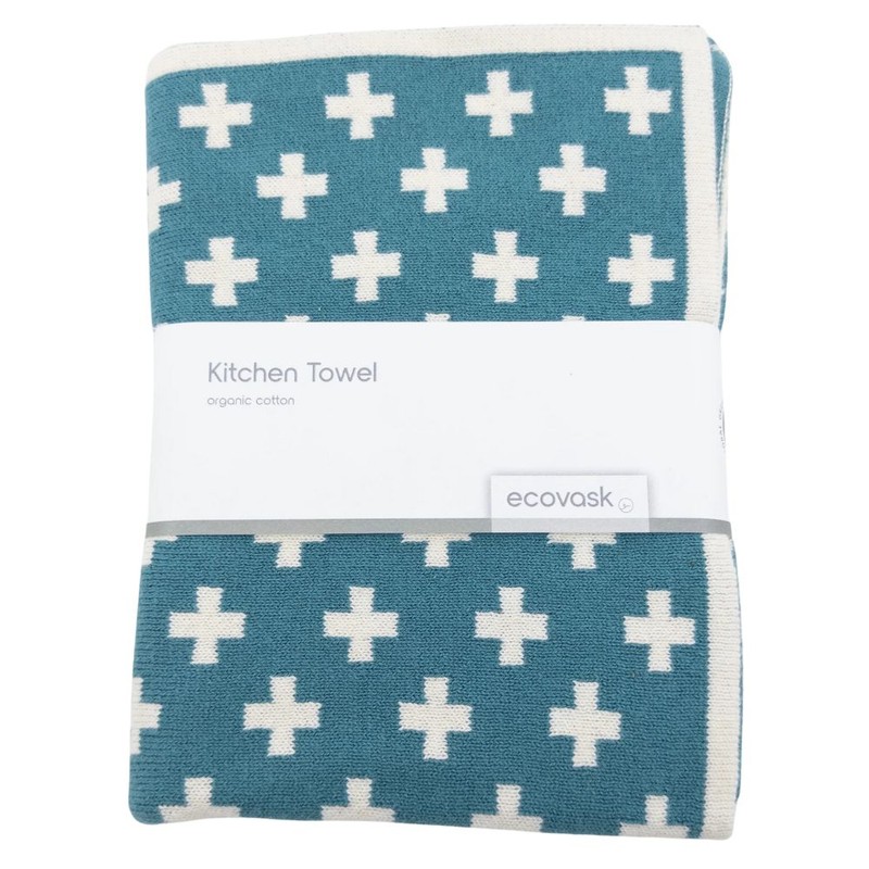 Ecovask Kitchen Tea Towel Single Organic Cotton, Denim +