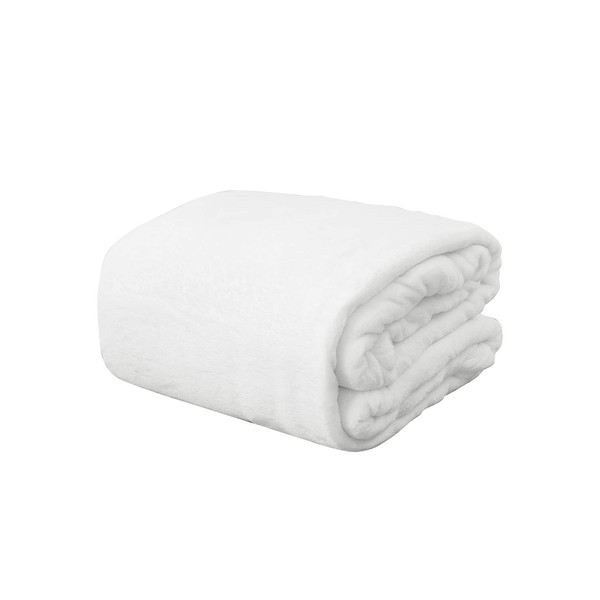 KMUSET Fleece Blanket Twin Size White Lightweight Throw Blanket Super