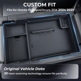 Katorn Double Layer Center Console Organizer Tray Storage Box for Honda Prologue EV/Acura ZDX 2025 2024, Interior Accessories Armrest Insert Tray Storage Box for 2024-2025 Prologue EV/ZDX, Black