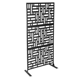 DOONARCES Patio Privacy Screen Freestanding Black Metal Privacy Screen Outdoor Decorative Privacy Screen Fence with Stand for Balcony Garden Patio Indoor Room Decor Divider (Cross, Black)