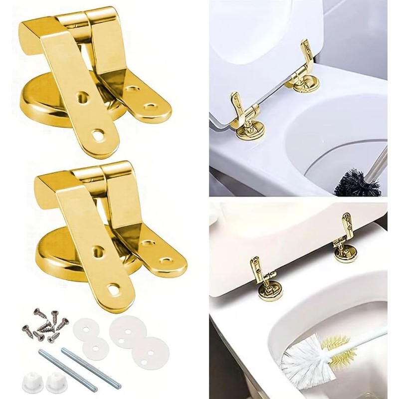 Loszaral Toilet Seat Hinges Replacement, Gold Toilet Seat Hinges, Long
