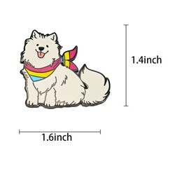 Leraverppy Enamel Pin,White Samoyed with Rainbow Scarf Lapel Pin,Cartoon Dog With A Big Smile Badge,Cute Happy Pet Brooch,Gift For Dog Lovers Teens Friends Family,Symbol Of Loyalty,DIY Decor