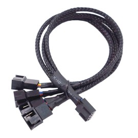 Micro 4-Pin PWM GPU Fan Adapter PWM Fan Splitter 3Pin 4Pin Sleeved Adapter 1 to 4 Converter Braided Y Splitter Cables for Desktop Computer CPU Fan PC Fan
