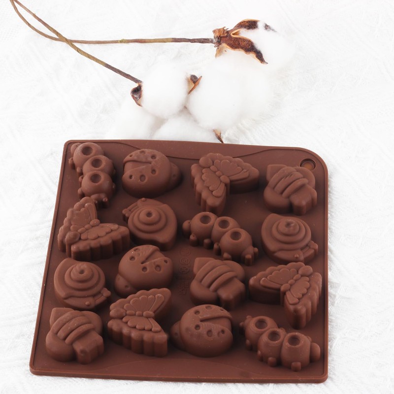 AIBOYA 16 Cavity Insect Silicone Candy Molds Butterfly Snail Bee