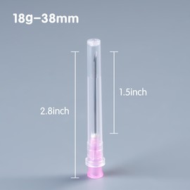 100 Pack 18 Gauge 1.5 inch Disposable Needles with Caps for Industrial Dispensing and Scientific Lab Individually Wrapped