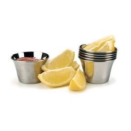 RSVP International Kitchen Prep Bowl Collection Stainless Steel, Dishwasher Safe, Sauce Cups, Set of 24, Silver