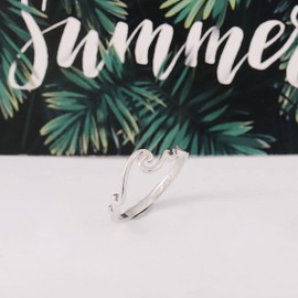 STROLLGIRL S925 Sterling Silver Multiple Waves Ring Ocean Tide Sea Plunging Wave Silver Ocean Ring Nautical Beach Summer Jewelry(size 9)