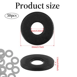 50Pcs 1/4" ID x 3/4" OD Stainless Flat Washers Stainless Steel Black Finish Metal Washer for Screws and Bolts Repair Washers for Home and Industrial Use