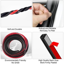 DOTAATDW Car Door Seal Strip Double Layer L Shape Rubber Seal Strip Self Adhesive Auto Door Soundproofing Weatherstrip for Car Truck SUV (52.49FT)
