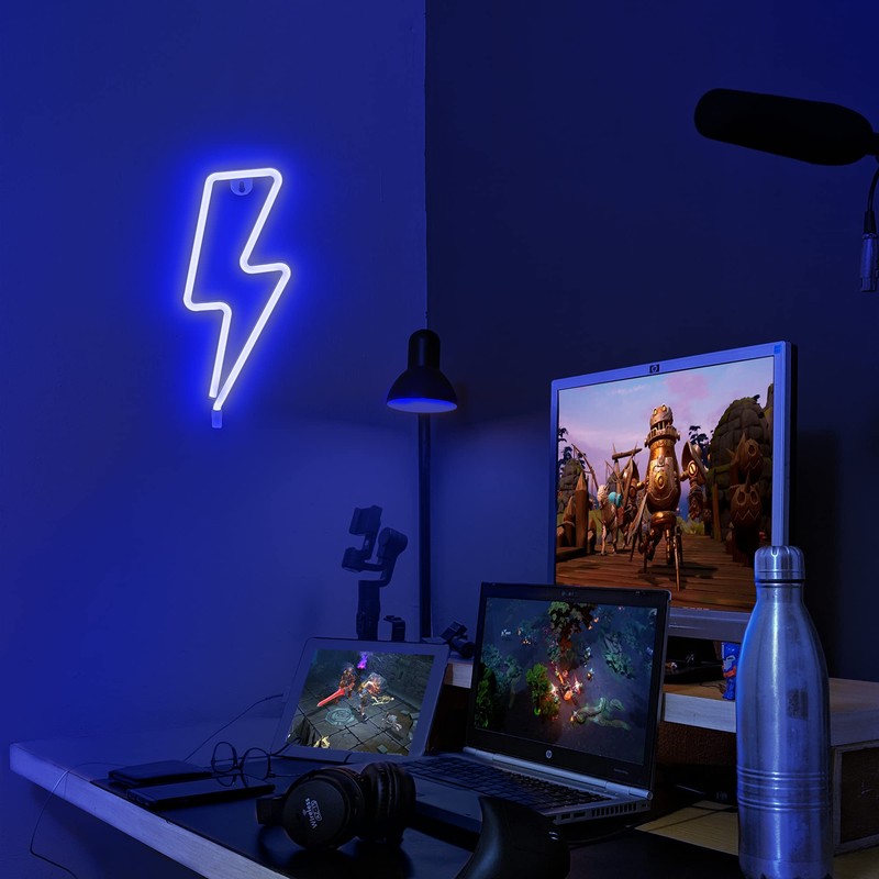 Lumoonosity Lightning Bolt Neon Signs, USB Powered Led Lightning Bolt