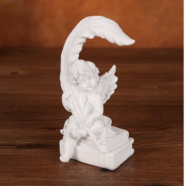 Cosy-YcY Resin Angel Figurine, Stylish Angel Statue, Angel Leaf Ornament,