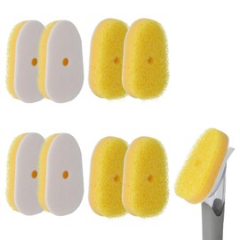 8 Packs Dish Wand Sponge Refills for Scrub Daddy Dish Daddy - Replacement Heads for Dish Sponges, Non Scratch Dish Washing Scrubbers, Ideal for Kitchen Cleaning, Yellow (Only Sponge Heads)