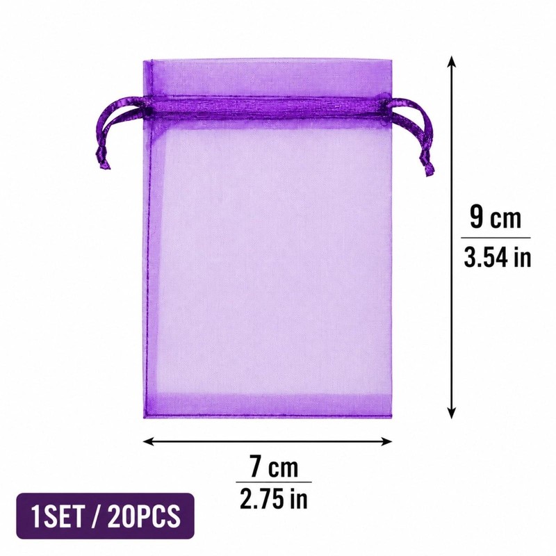 20 Pack Empty Lavender Sachet Bags Empty, Purple Organza Drawstring