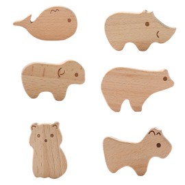 MOROBOR Unique Decorative Wooden Drawer Knobs,6pcs Wooden Animal Cabinet Knobs Dresser Knobs with Screws for Nursery Kitchen Closet Bedroom Nightstand