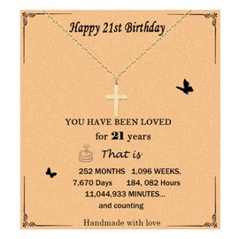 BESPMOSP Cross Necklace Dainty Cross Pendant Choker Necklaces for 21st Birthday Gifts Gold Jewelry for Women Girls Simple Cute Gold Cross Necklaces for Family Friends (21st Cross Necklace)