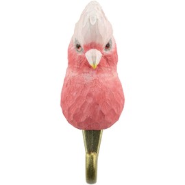 WILDLIFEGARDEN Wildlife Garden WG4530 Hook Pink Cockatoo - Hand Carved Wooden and Metal Animal Hook - Australian Animal Collection