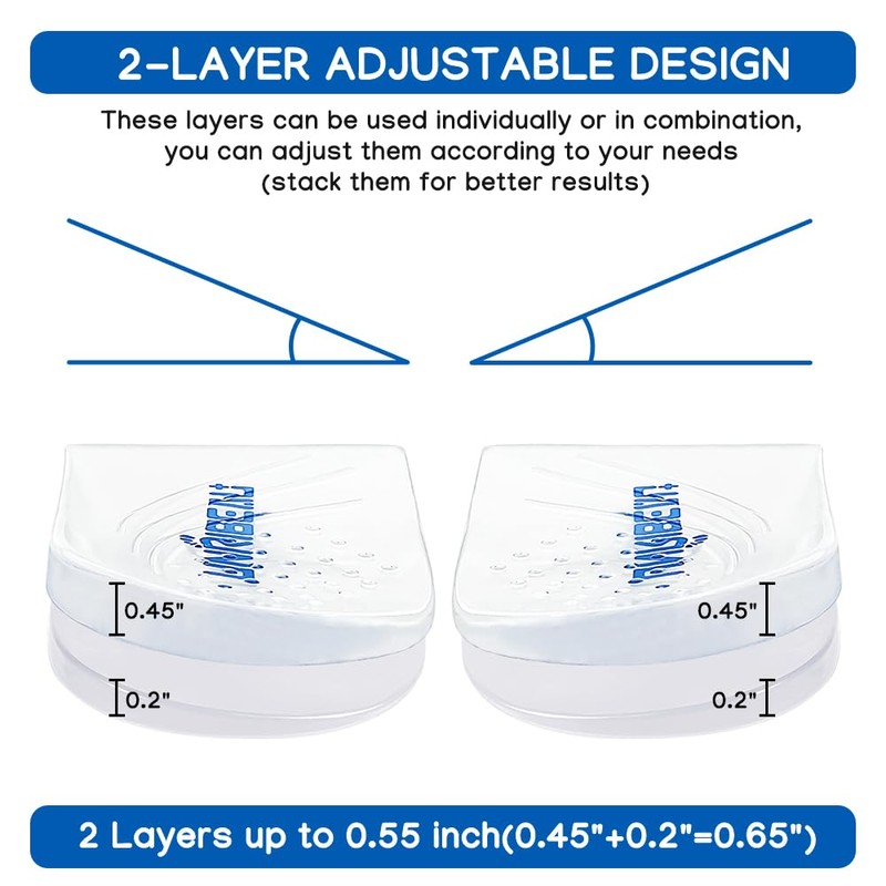 Unribeau 2 Layers Adjustable Supination & Pronation Correction Heel Insoles,Self-Adhesive