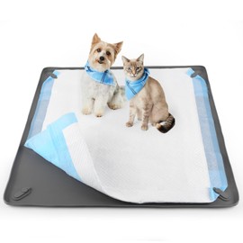 Pee Pad Holder for Dogs, 24" x 24" Non-Slip Silicone Dog Puppy Pad Holder, No Spill Raised Lip High Edge,Portable, Magnetic fixation，Leak-Proof Mat Holder, Square Potty Trays for Home Floor Protection
