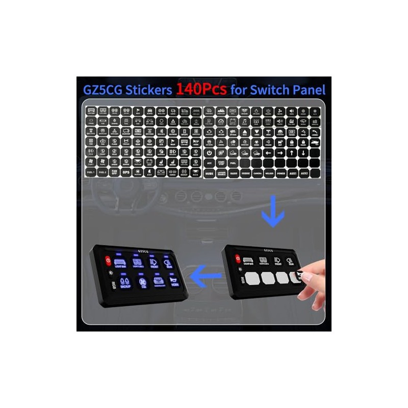 GZ5CG 140Pcs Switch Panel Stickers Universal for 6 Gang 8