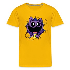 Poppy Playtime - CatNap Face T-Shirt (Kids, Sun Yellow, 12-14)