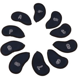 10pcs Golf Iron Covers Set with Numbers Waterproof Golf Head Cover Protective Headcover for Court Exercise Dark Blue