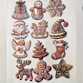 Handmade Wooden Christmas Tree Pendants Gingerbread Santa Design Gnome Gnome Gnome Festive Christmas Tree Decoration Christmas Tree Ornaments (Gingerbread)