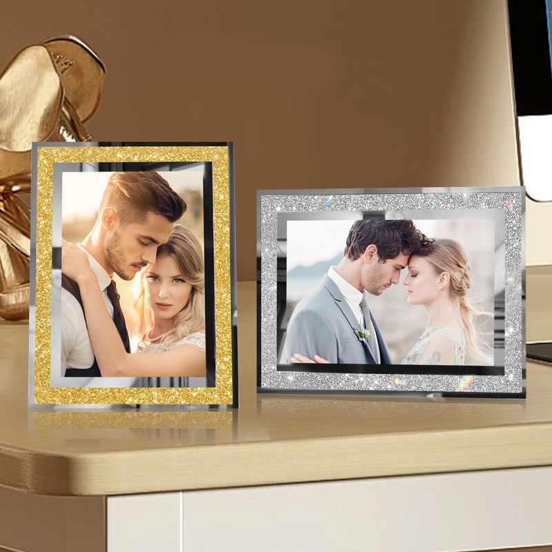 Egofine 5x7 Picture Frames Set of 4, Glass Picture Frames