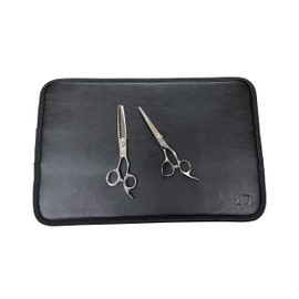 MICHIKO Synthetic Leather Salon Barbershop Counter Mat Work Station Pads Protect Hair Scissors Water Proof -Scissors not included (Black)