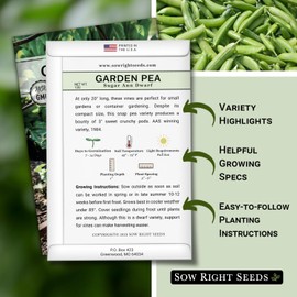 Sow Right Seeds - Sugar Ann Dwarf Pea Seeds for Planting - Non-GMO Heirloom Packet with Instructions to Plant an Outdoor Home Vegetable Garden - Short Bushes with a Crisp Snap - Spring and Fall (1)