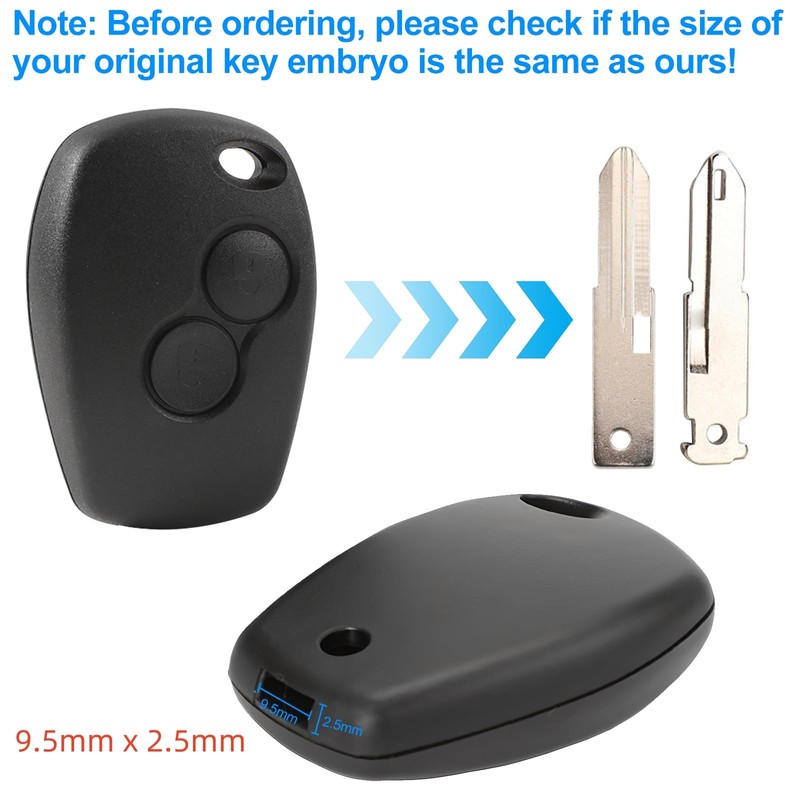 guobinZH Pack of 2 Car Key Casing 2 Buttons Remote