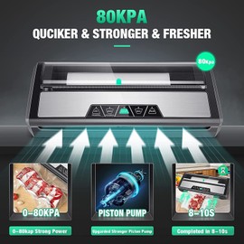 Blusmart Commercial Vacuum Sealer Machine Food Saver System With Free Bags Dry Moist Mode