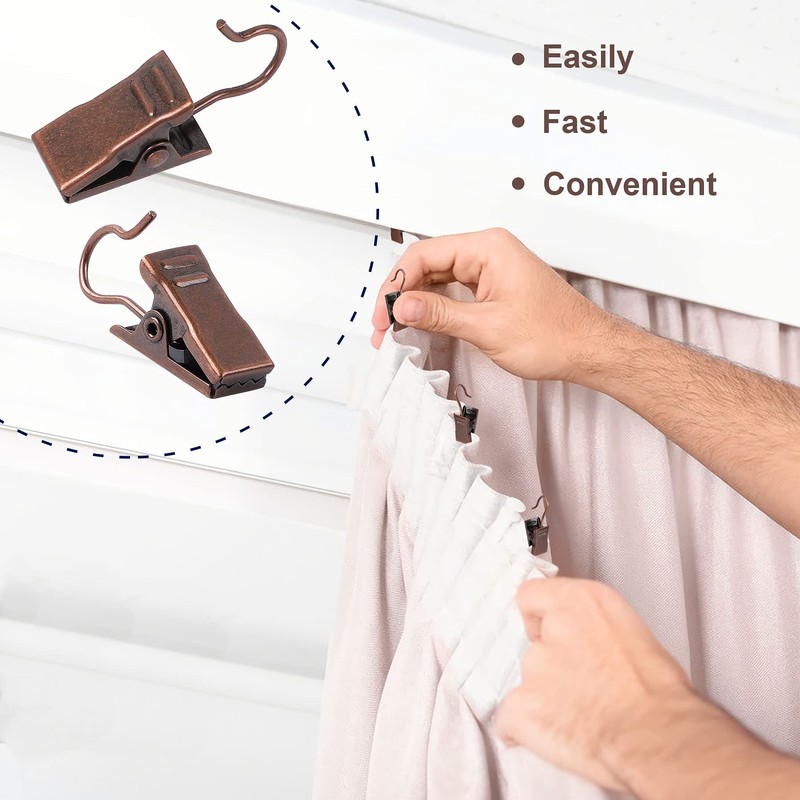 JANYUN 30 Pack Mini Heavy-Duty Hook Clip Set Curtain Clips