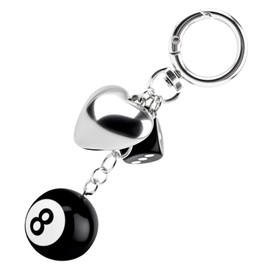 Mikovivi Bag Charms for Man & Woman, 8 Ball Keychain with Dice & Silver Heart Magic Eight Ball Stylish Keychain Charms Accessories for Handbag Backpack Purse