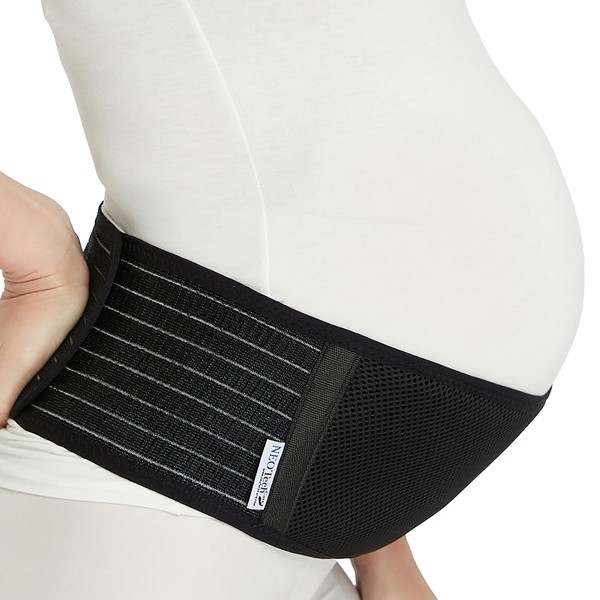NeoTech Care Ceinture de grossesse pour femme enceinte, bandeau de maintien du ventre, soutien abdominal (Noire, Taille régulière)