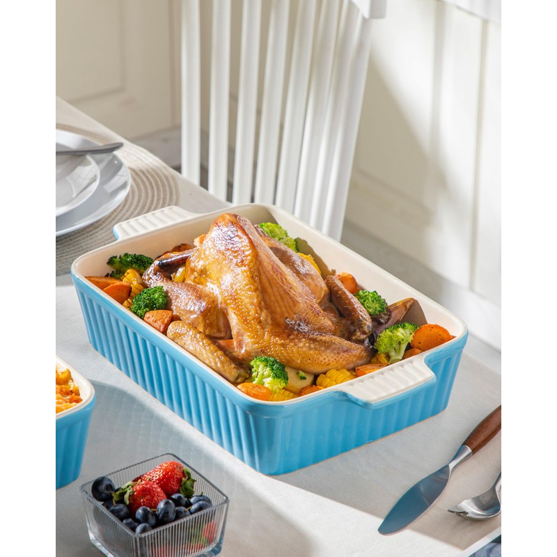 MALACASA 4.4 QT Baking Dish, 9x13 Large Casserole Dish for