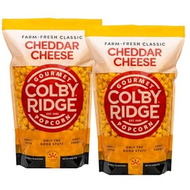 Colby Ridge 2-Pack Cheddar Cheese Gourmet Craft Popped Gluten Free Popcorn Snack Sized Large Pouch (2 Gallons = 34 Cups)