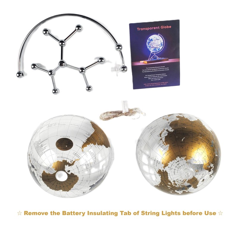 Golden Earth Globe, Globe Diam. 20 cm/7.9 inches, World Map,