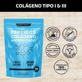 Péptidos Colágeno Hidrolizado Puro Tipo I y III - 500 g - 50 días - Disolución Rápida - Polvo Sin Sabor - 100 Pastoreo Libre - Colageno Hidrolizado...