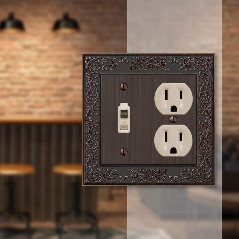 Amerelle 43TDVB English Garden Wallplate, 1 Toggle / 1 Duplex,