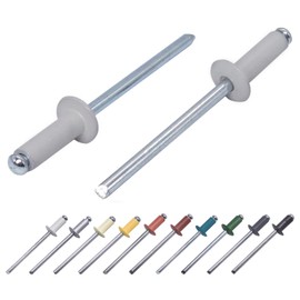 (Pack of 80 pcs) Painted Blind Rivets 4.0 x 12 mm, Dome Head, DIN 7337, Aluminum Rivet and Steel Mandrel, Pop Rivets (80, Light Grey RAL 7035)