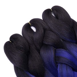 Silk-co Jumbo Braid Synthetic Hair 24inch Hair Braiding Extensions Premium Jumbo Braids [100g Black-Dark Blue]