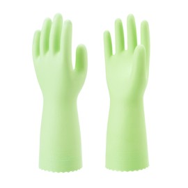 SHOWA Atlas 111 Cleaning Gloves - PVC Coated, Cotton Blend Liner, Ergonomic Fit, Anti-Slip, Waterproof Reusable Gloves for Cleaning, Dishwashing, Laundry and Gardening, Medium (2 Pair)