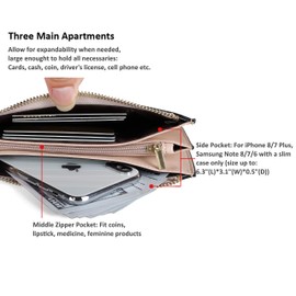 befen Genuine Leather Wristlet Clutch for Women Ultra-Slim Ladies Credit Card Holder Wallet Purses with RFID Protection (Light Beige Pink)