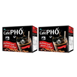 Cafe Pho Vietnamese Instant Coffee Mix, Iced Black Coffee, Cafe Den Da, Single Serve Coffee Packets, Box of 9 Sachets, Pack of 2