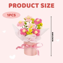 STIFFENERS Crochet Flowers, Crochet Flower Bouquet, Pink Foam Flower Arrangement, Suitable for Home Decoration and Gift Giving, Office Desk Decoration