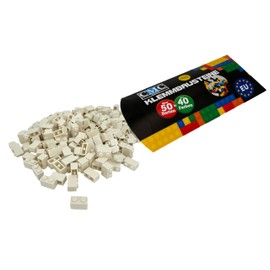 CMC imports 50 Clamping Blocks, Building Blocks, 1 x 2 Nubs, Compatible, Free Selection, 34 Colours (713 - White)